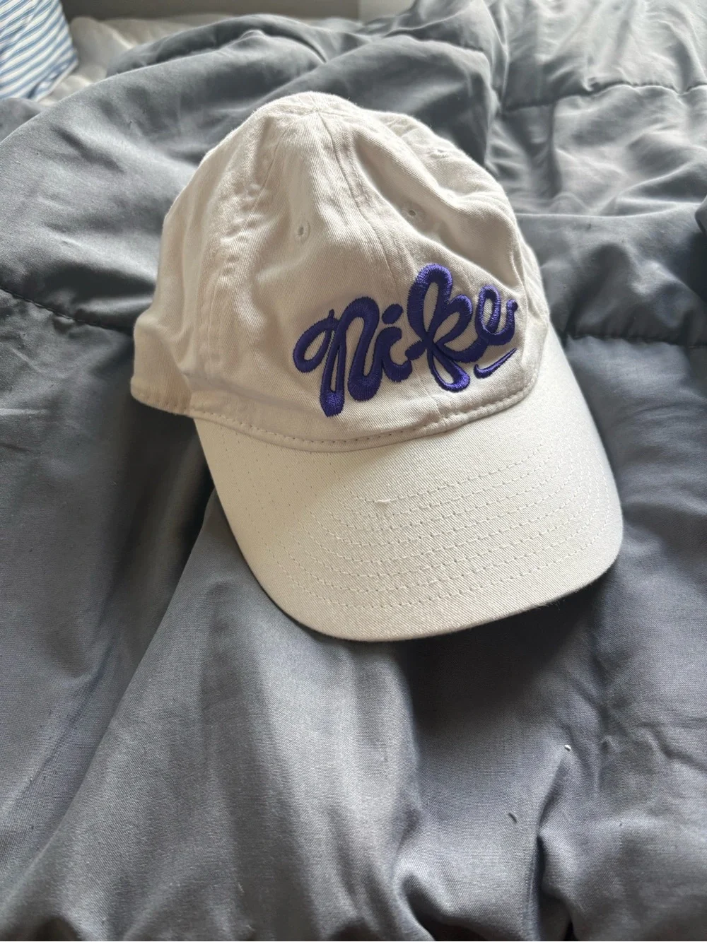 Nike Kids Cream Cap with Purple Script Logo
